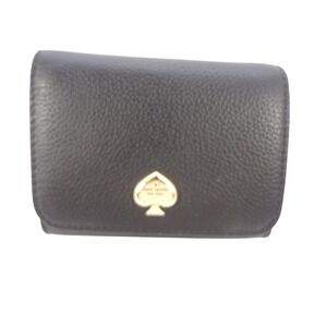 Kate Spade Kayla Black Pebbled Leather Small Bifold Wallet KK056 New